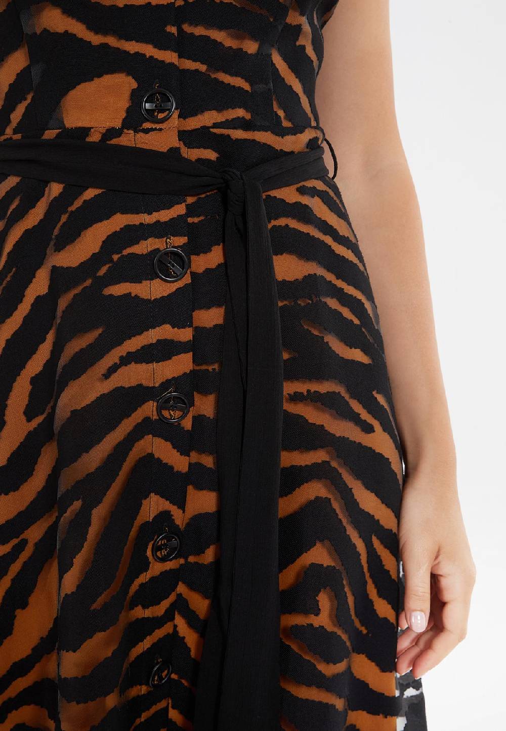 Ana Alcazar Blusenkleid Zapa Schwarz-Braun Online Outlet