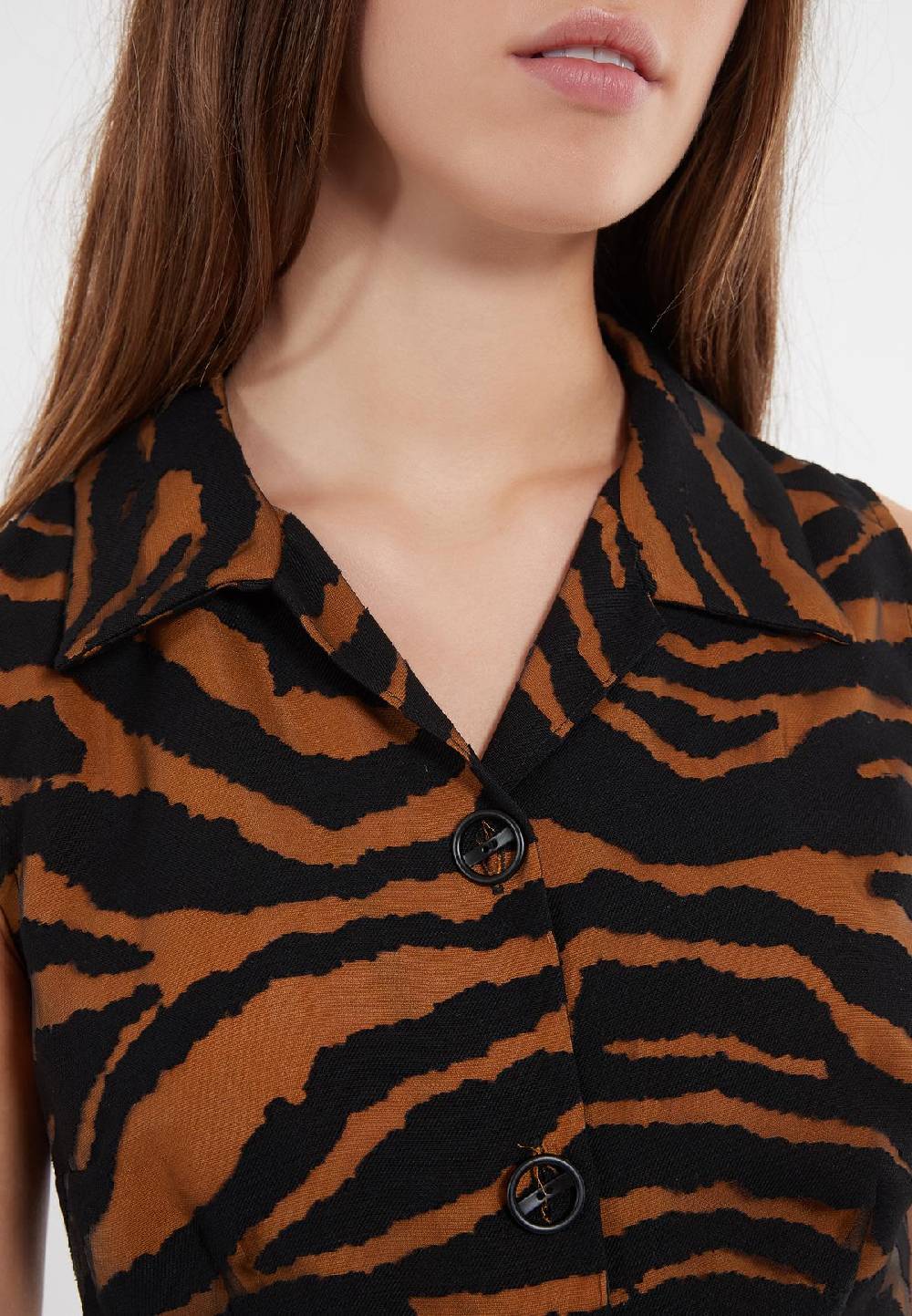 Ana Alcazar Blusenkleid Zapa Schwarz-Braun Online Outlet