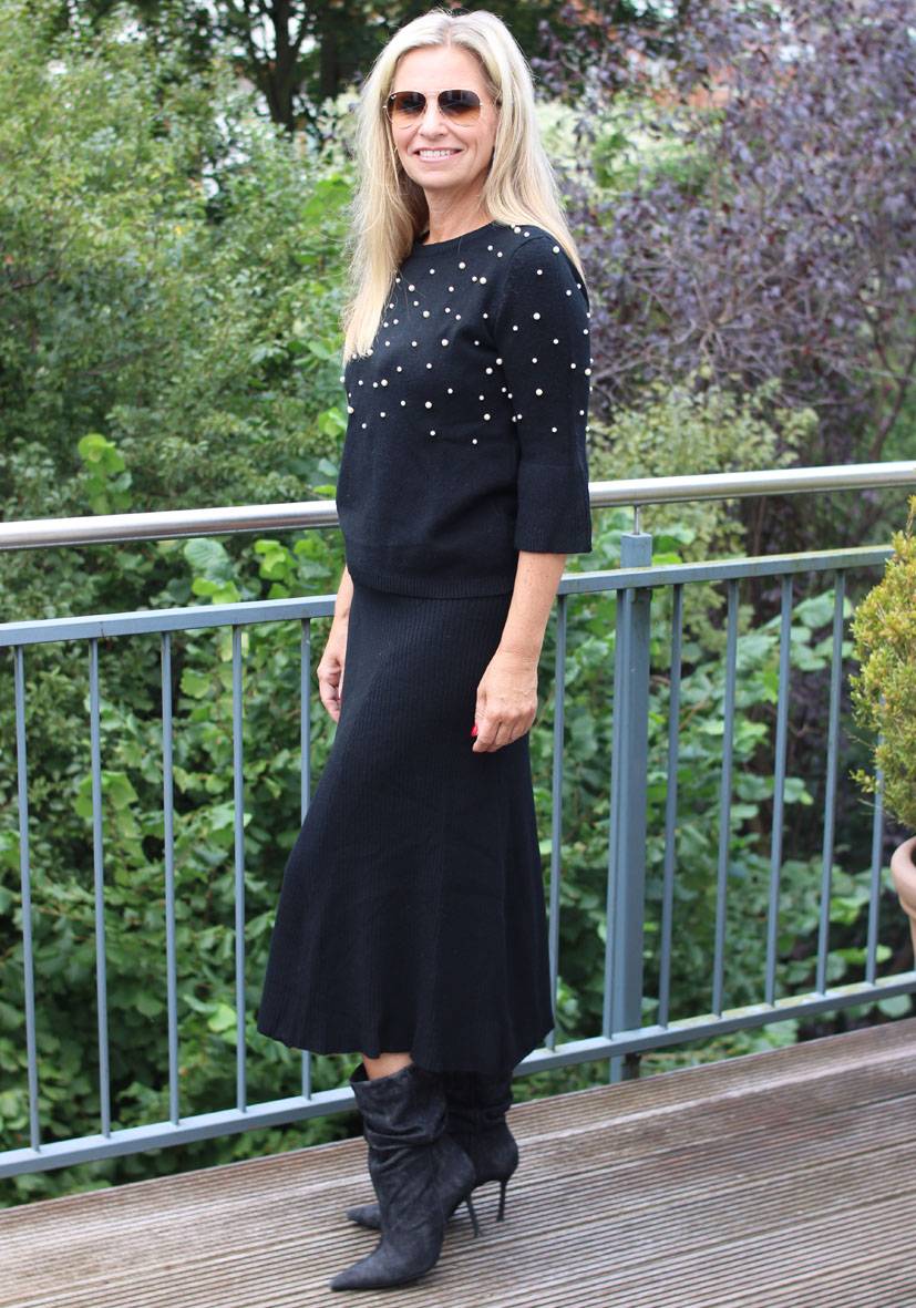 Miss Goodlife Skirt Knitted long – black Online Outlet