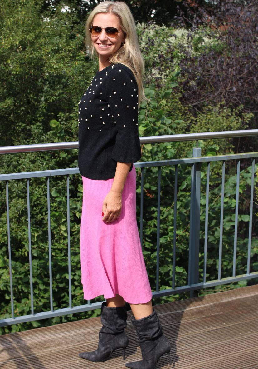 Miss Goodlife Skirt Knitted long – pink Große Rabatte