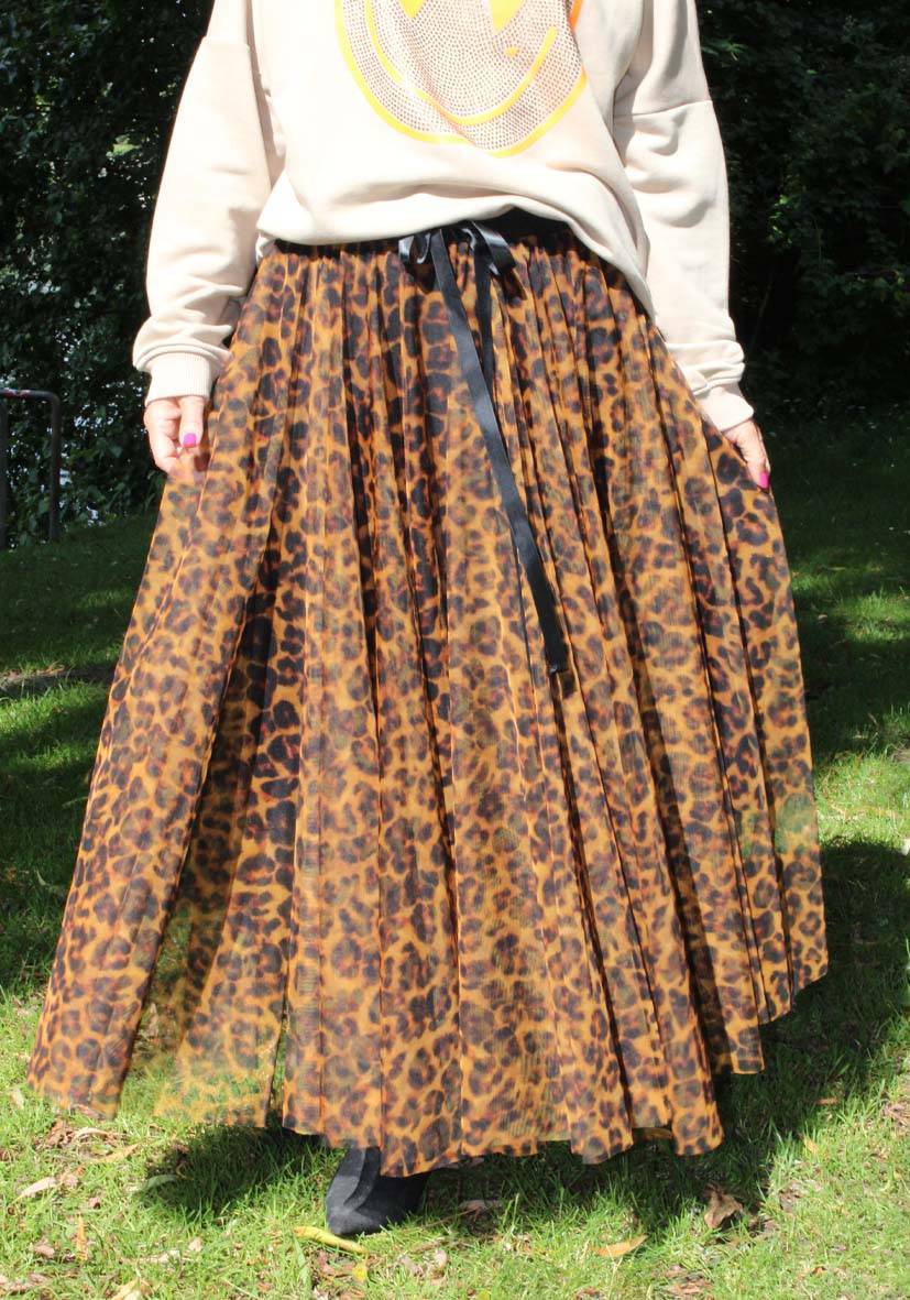 Miss Goodlife Maxirock Tüll Leo allover – lightbrown Saisonale Angebote