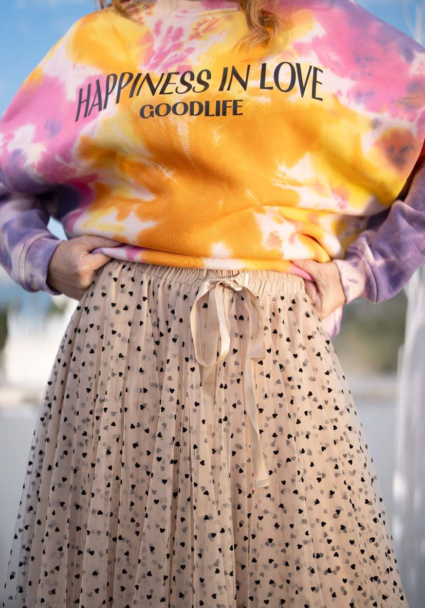 Miss Goodlife Maxirock Tüll Hearts allover – sand Tägliche Deals