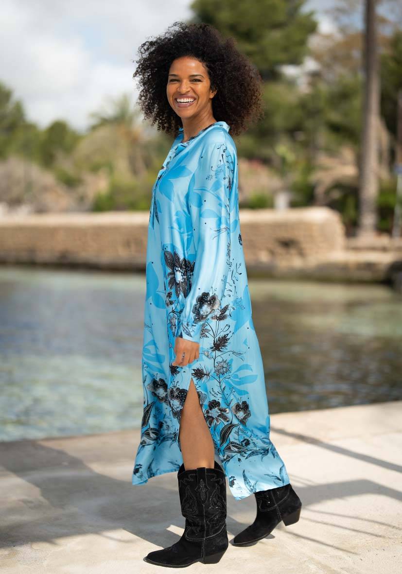 Miss Goodlife Dress Blue Flower Midi Bis zu 65% Rabatt