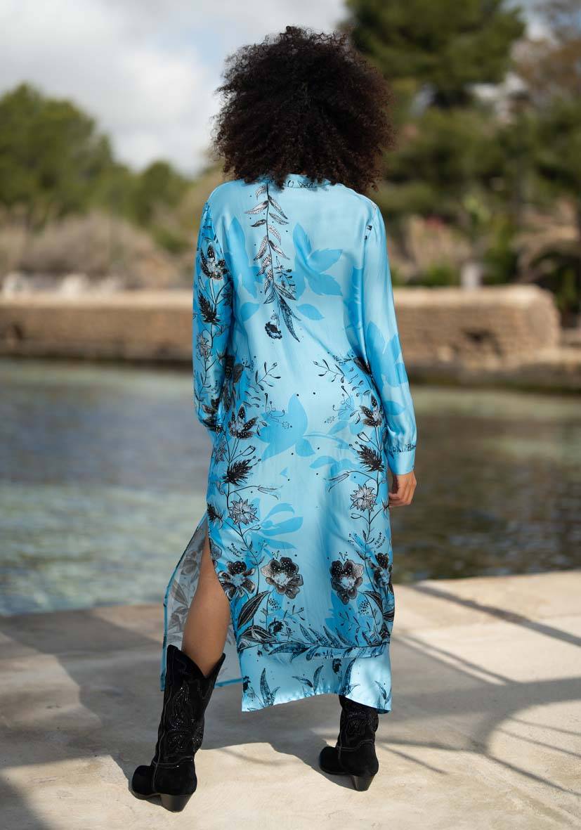 Miss Goodlife Dress Blue Flower Midi Bis zu 65% Rabatt