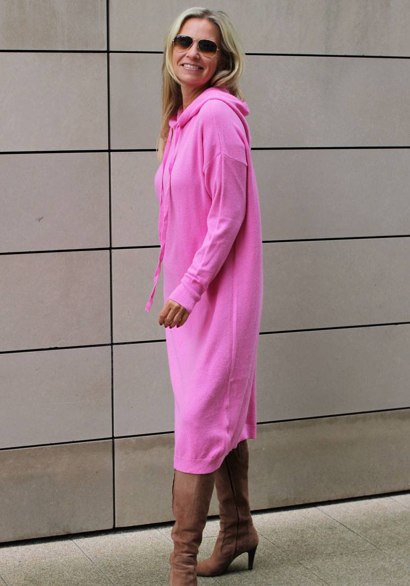 Miss Goodlife Dress Knitted Hoodie long – pink Black Friday