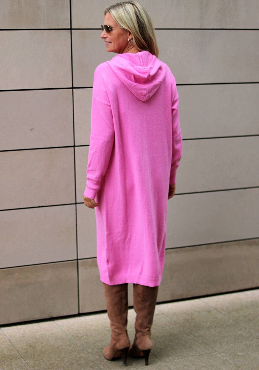 Miss Goodlife Dress Knitted Hoodie long – pink Black Friday