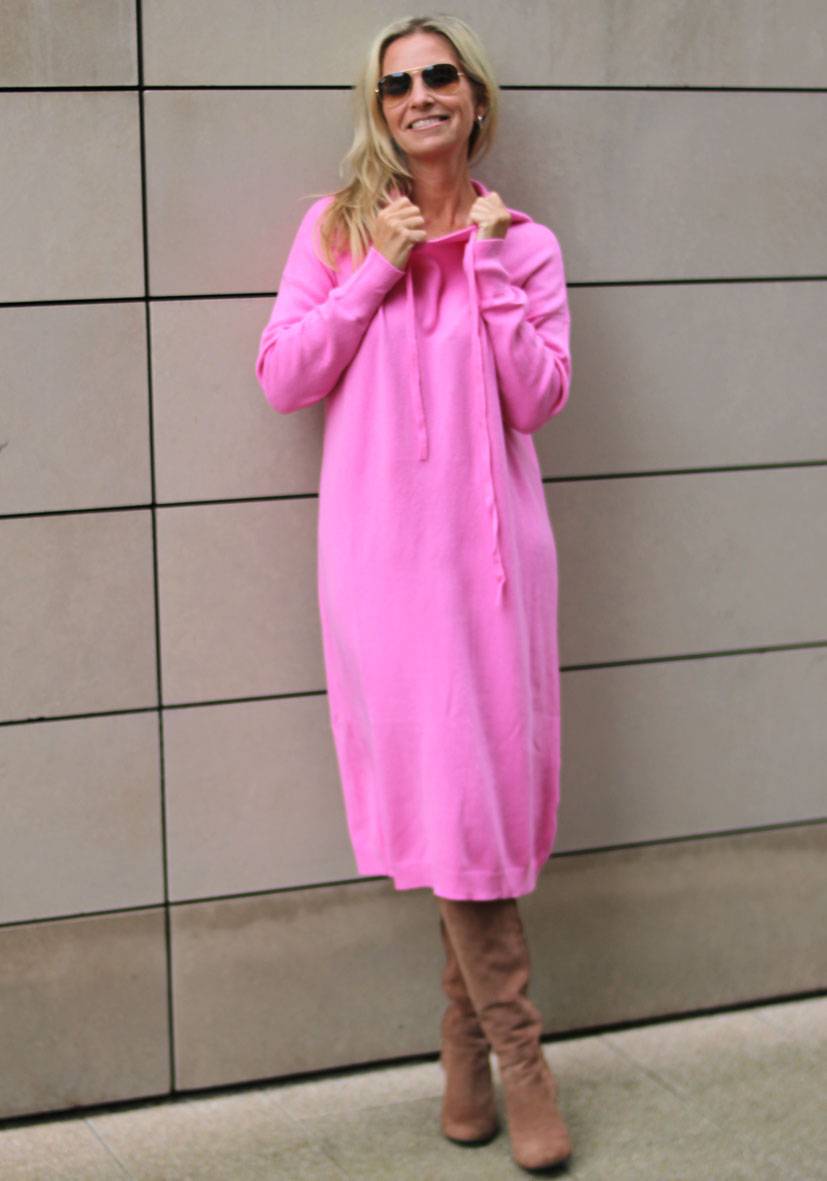 Miss Goodlife Dress Knitted Hoodie long – pink Black Friday