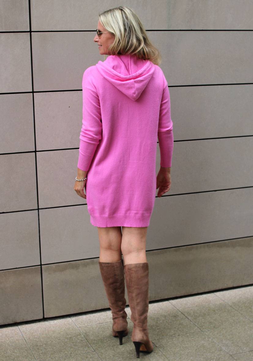 Miss Goodlife Dress Knitted Hoodie Pockets – pink Valentinstagsangebot