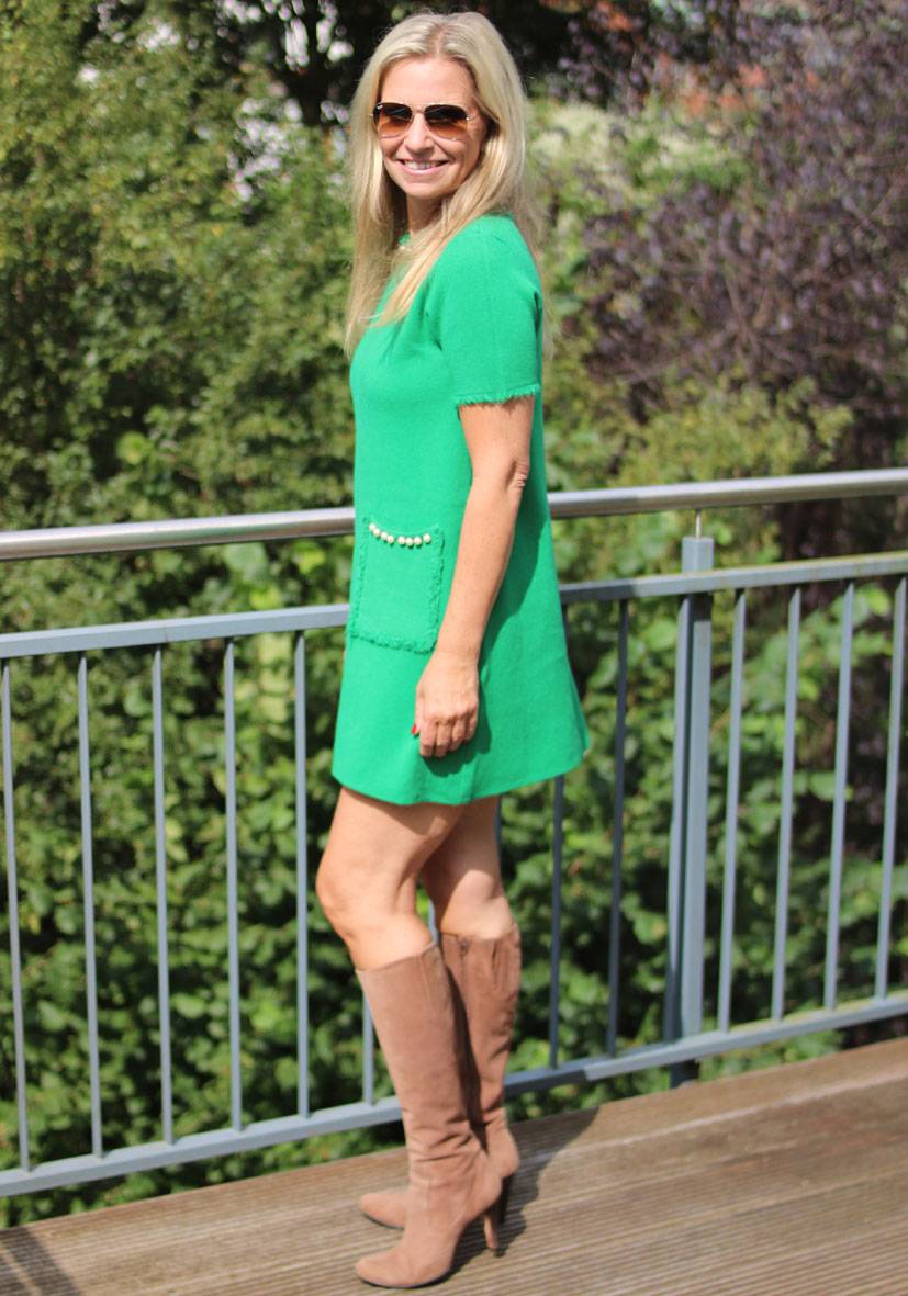 Miss Goodlife Dress Knitted short – green Heißer Verkauf