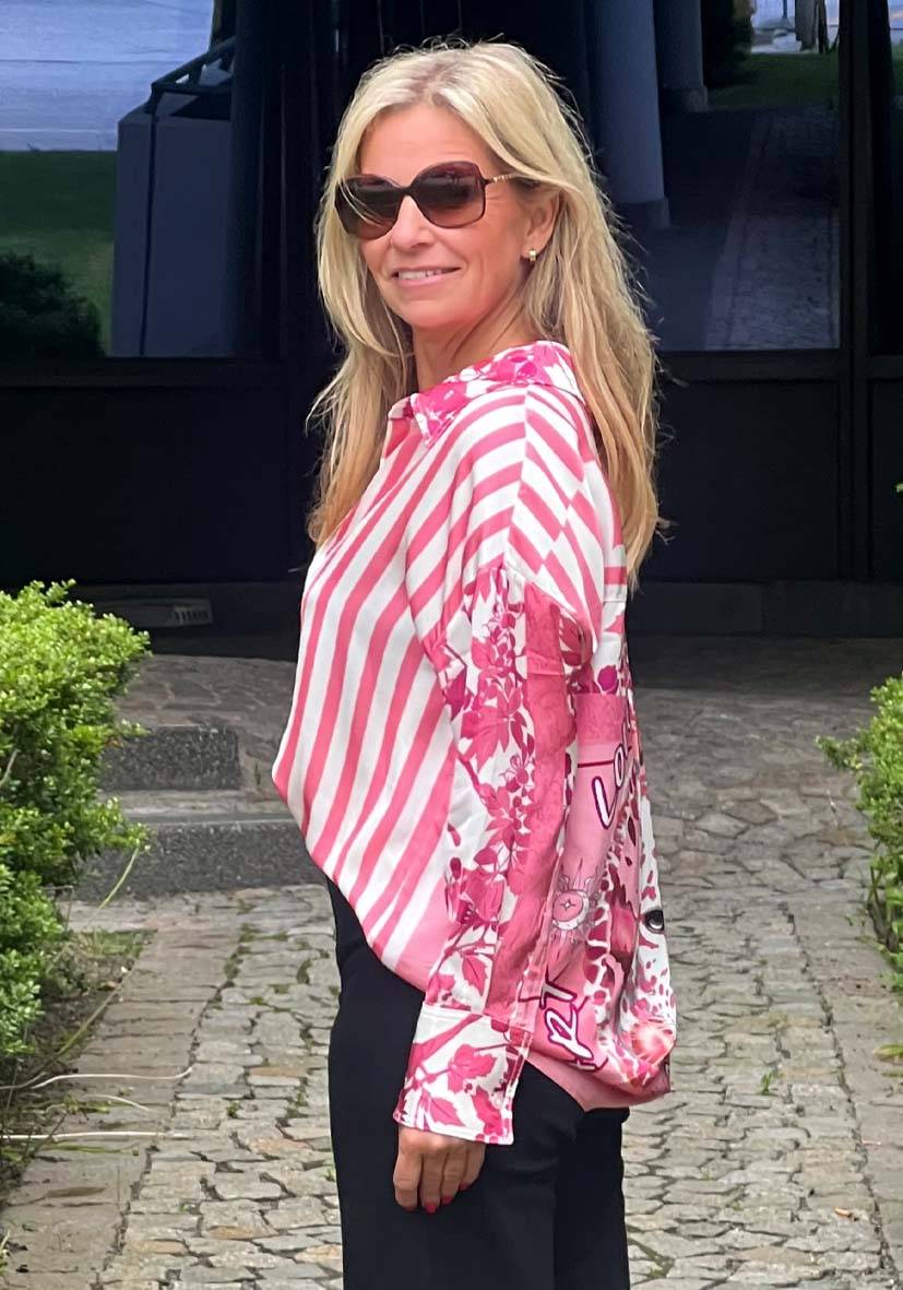 Miss Goodlife Bluse Flowers and Stripes Große Rabatte