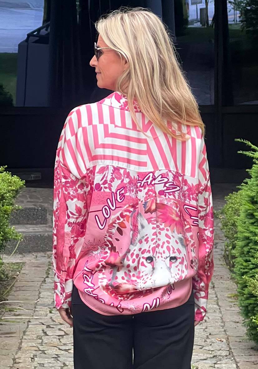 Miss Goodlife Bluse Flowers and Stripes Große Rabatte