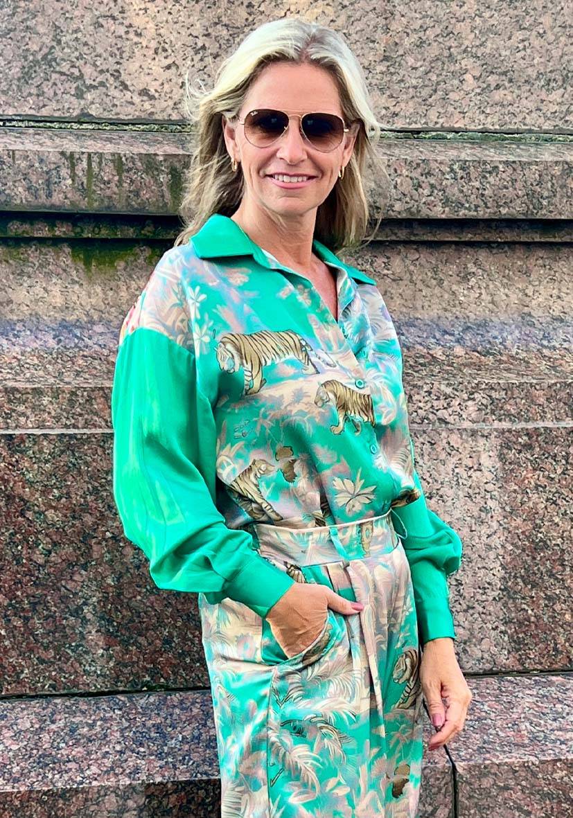 Miss Goodlife Blouse Tiger in the jungle – green Riesige Ersparnisse