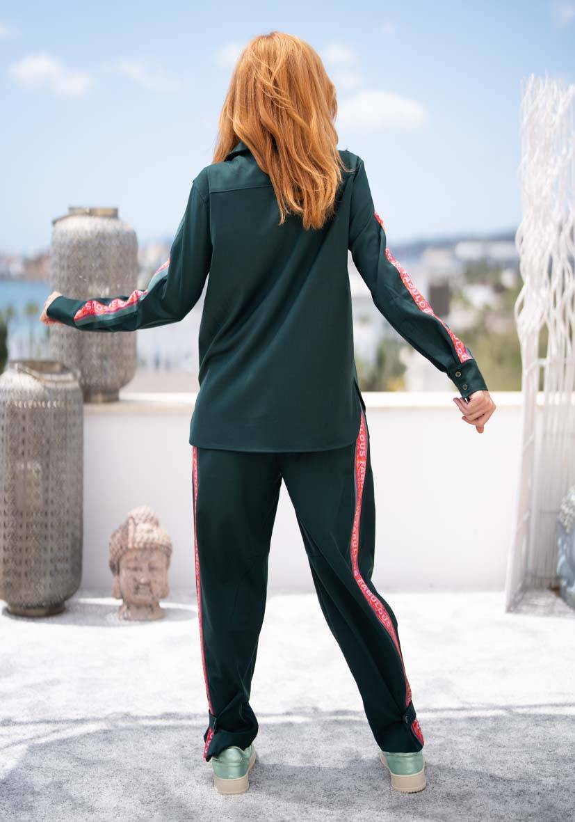 Miss Goodlife Bluse Border Love – green Zeitbegrenzte Promotion