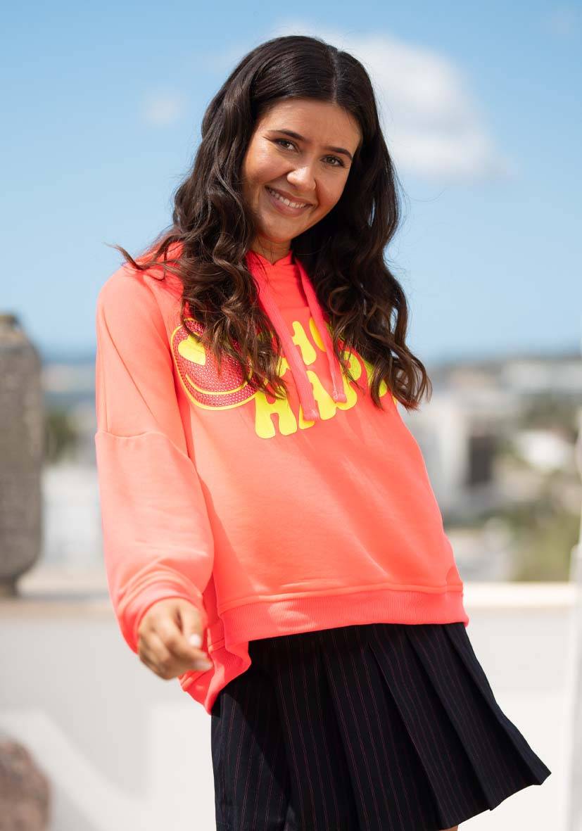 Miss Goodlife Hoodie Choose Happy Strass – neonpink Rabatte dieses Monats