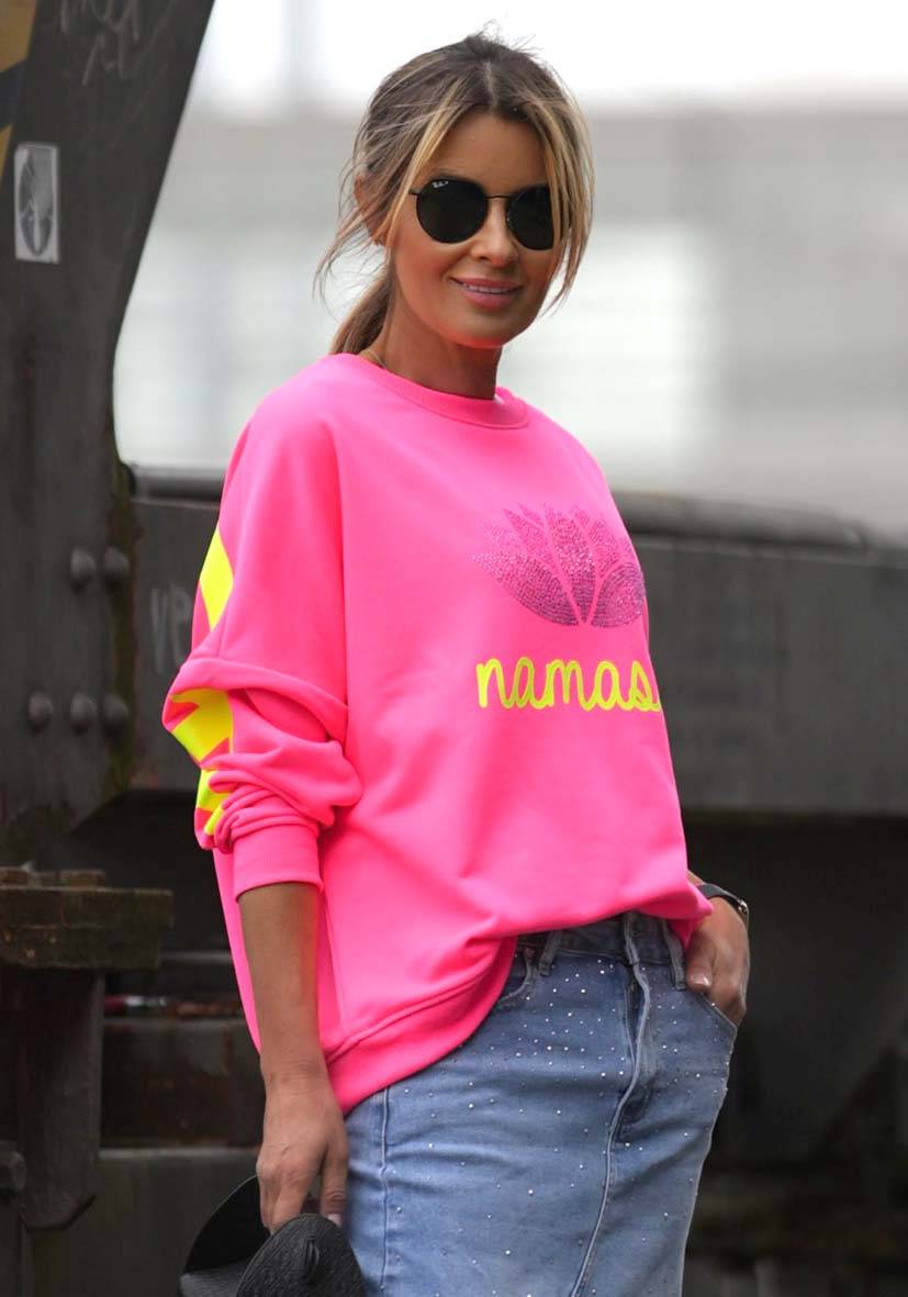 Miss Goodlife Roundneck Double Namasté Strass – neonpink Online