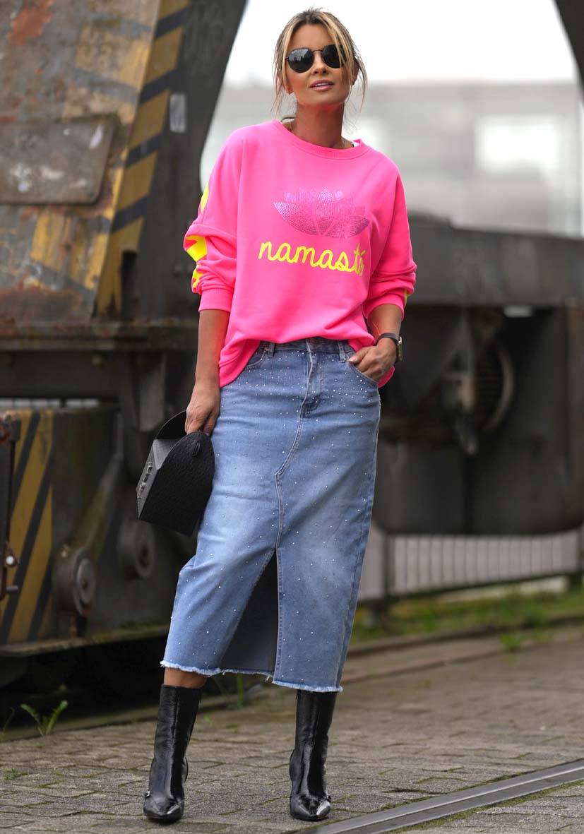 Miss Goodlife Roundneck Double Namasté Strass – neonpink Online