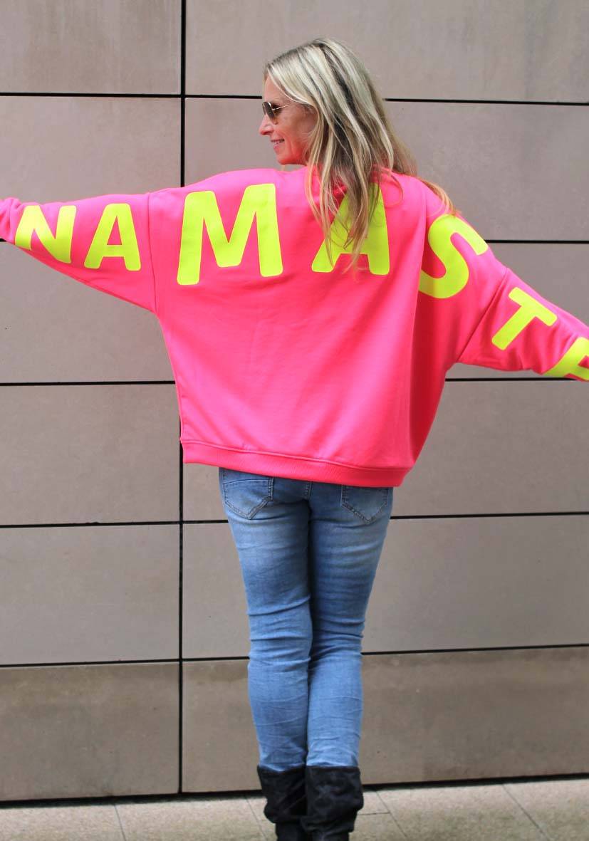 Miss Goodlife Roundneck Double Namasté Glitter – neonpink Verkauf