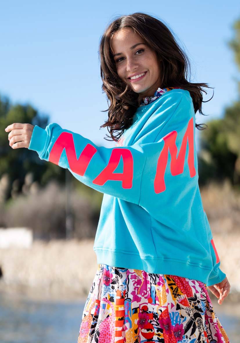 Miss Goodlife Roundneck Double Namasté – turquoise Schlussverkauf