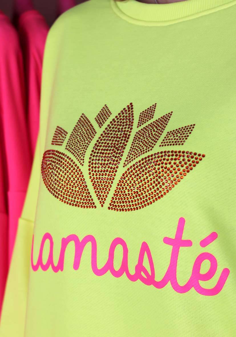Miss Goodlife Roundneck Double Namasté Strass – neonyellow Fabrikverkauf