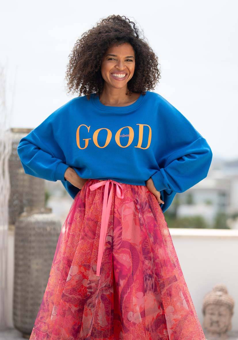 Miss Goodlife Roundneck Good Vibes – blue Fabrikpreis