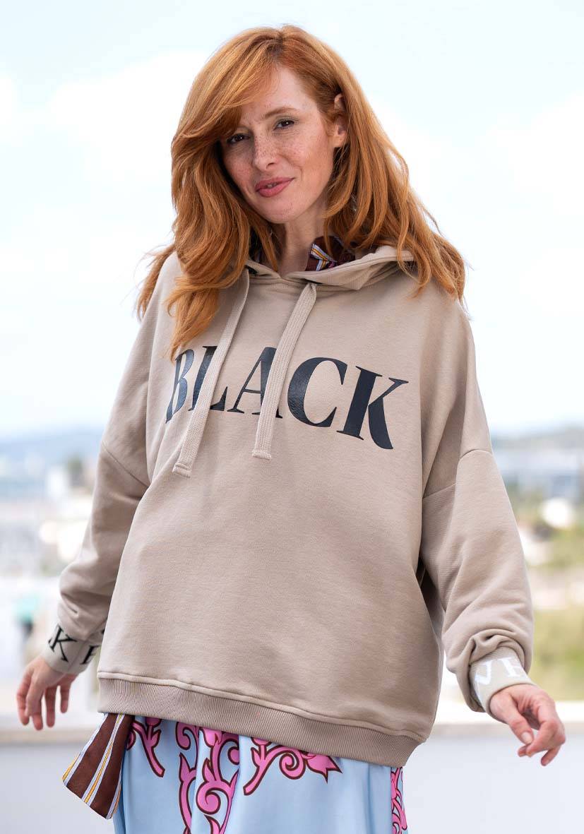 Miss Goodlife Hoodie Black and White – sand Flash Sale