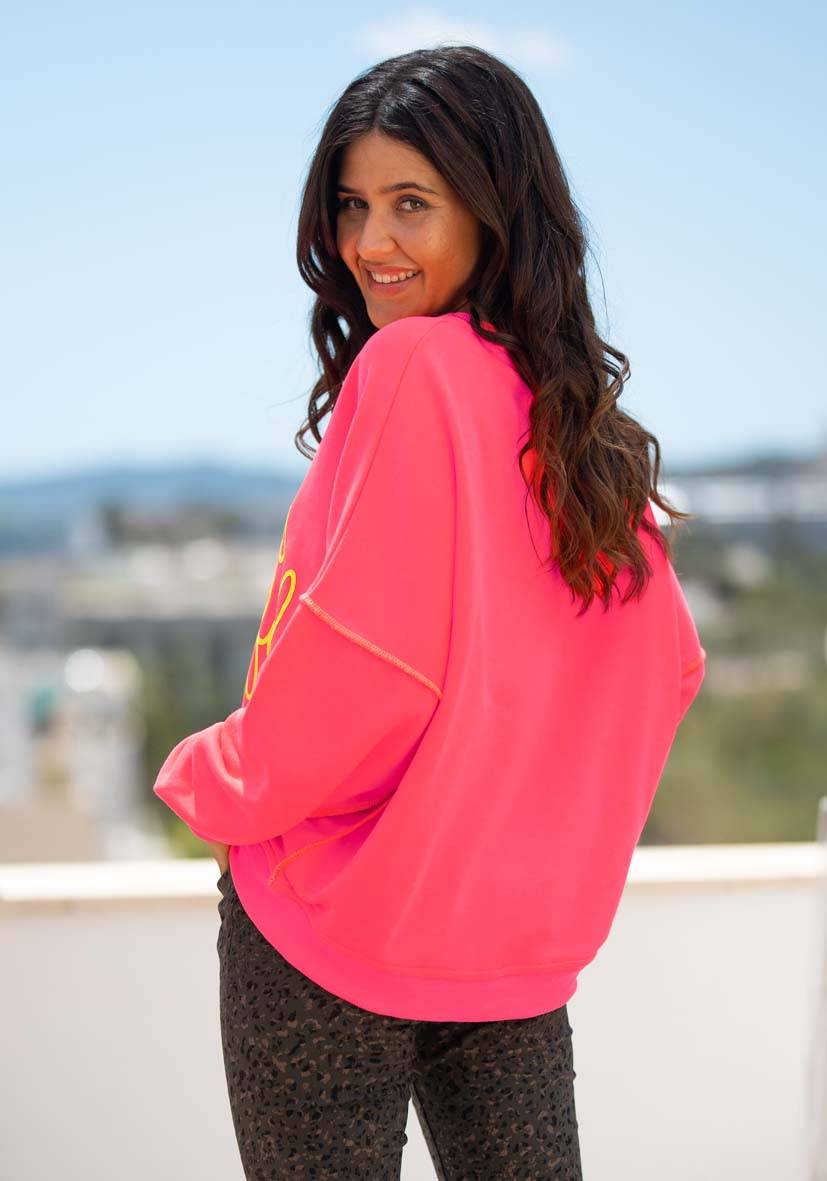 Miss Goodlife Roundneck Life is beautiful – neonpink Preisnachlass