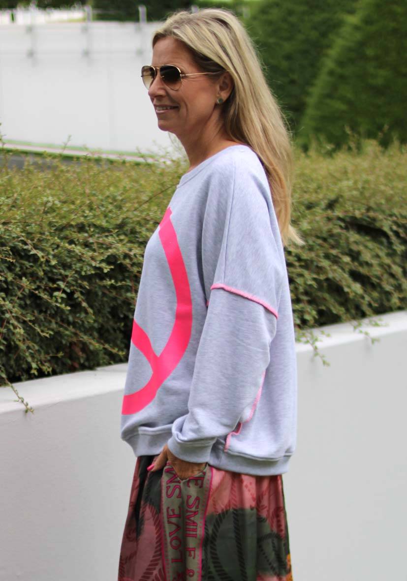 Miss Goodlife Roundneck Peace – lightgrey Muttertagsangebot
