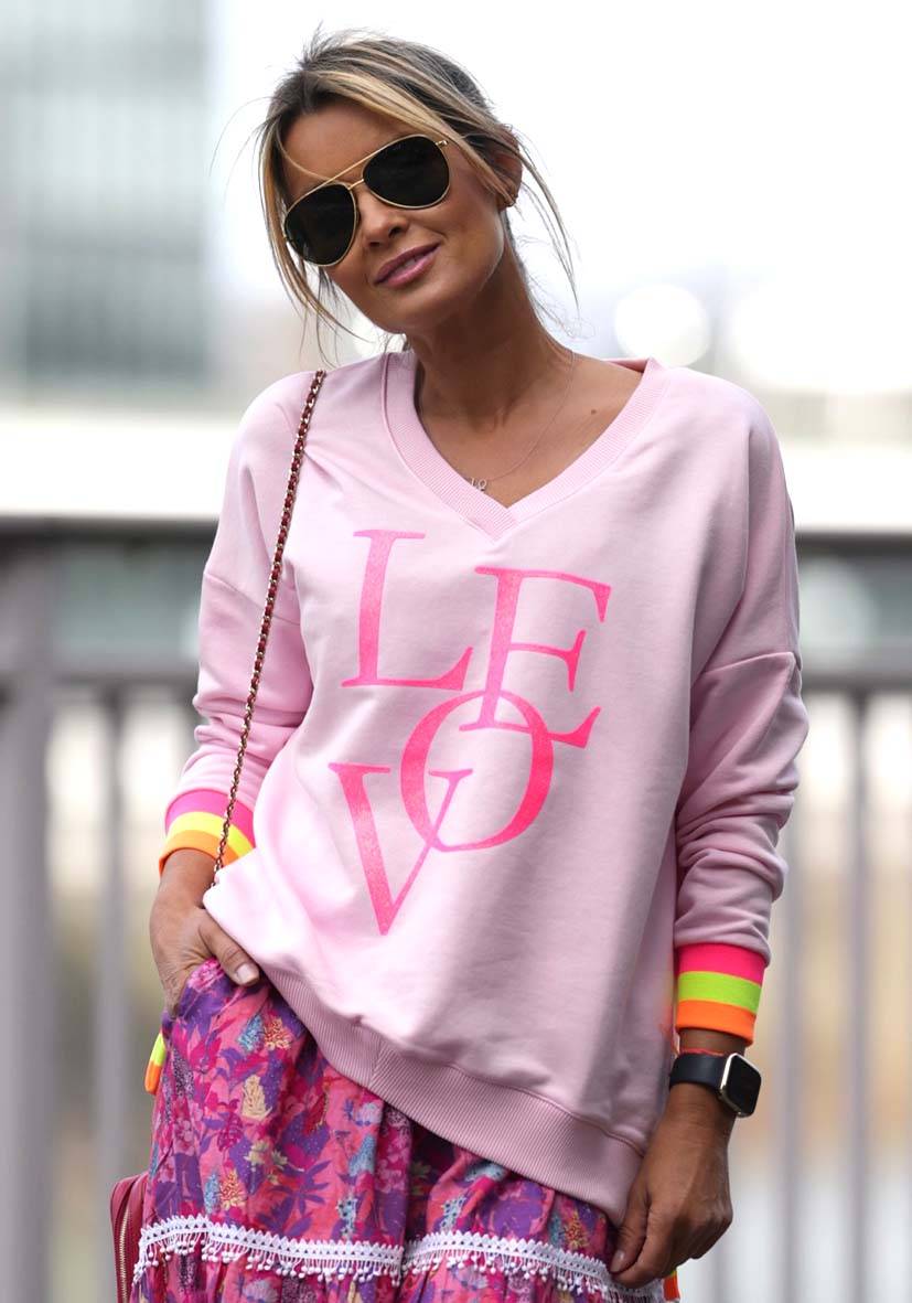Miss Goodlife V-Neck Love Glitter – rose/neonpink Blitzangebot