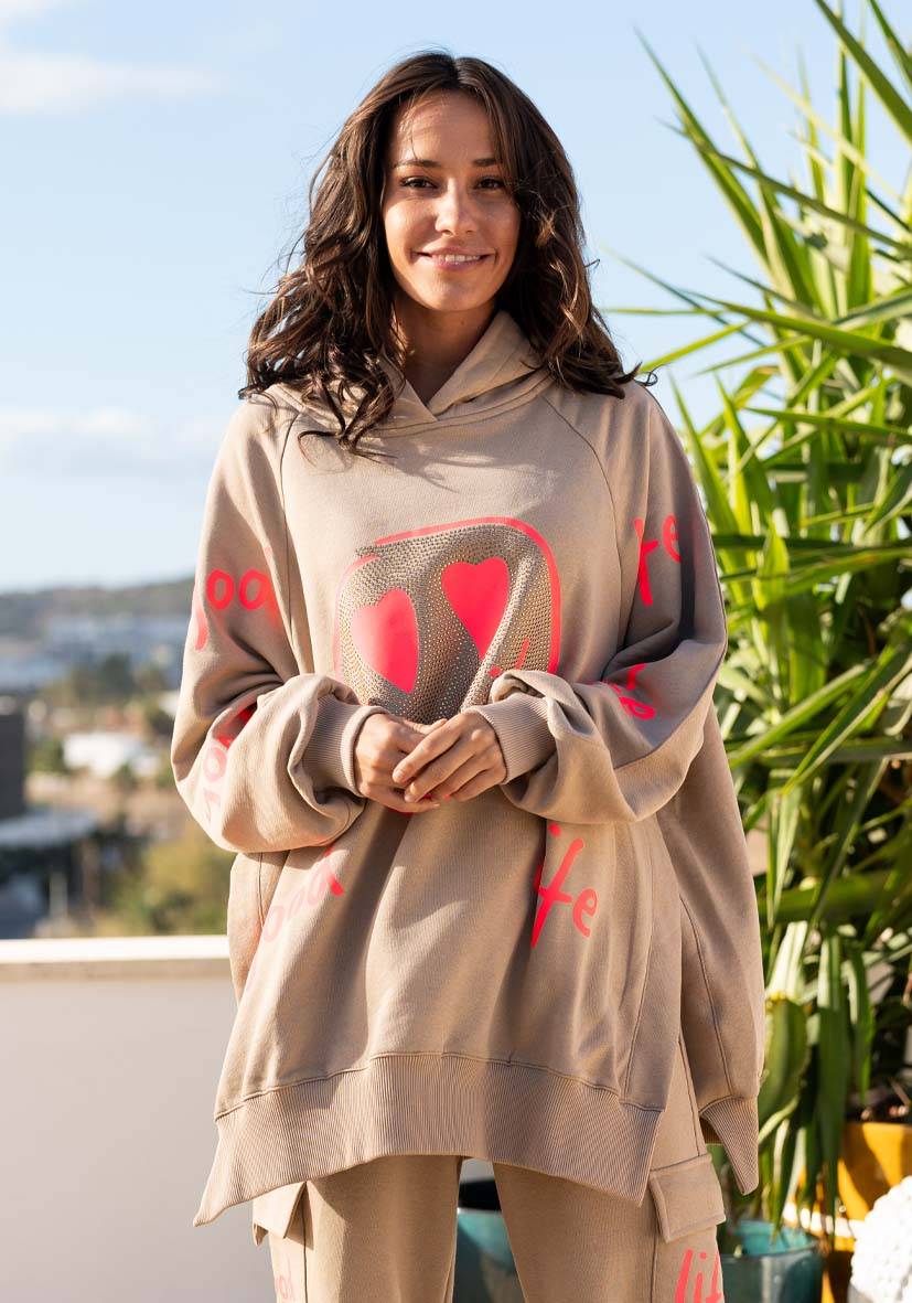 Miss Goodlife Hoodie Goodlife Heartface wide – sand/neonpink Sonderangebote