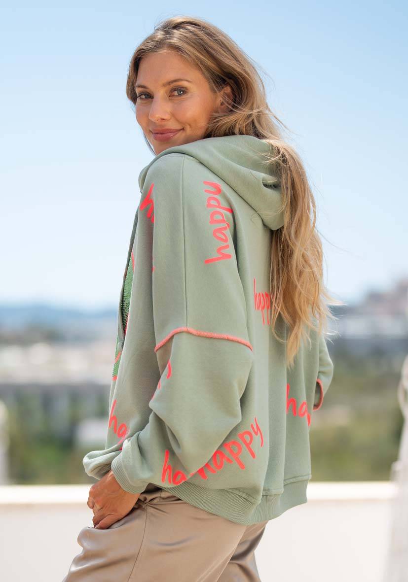 Miss Goodlife Hoodie Happy Heartface Strass – almond Riesige Ersparnisse