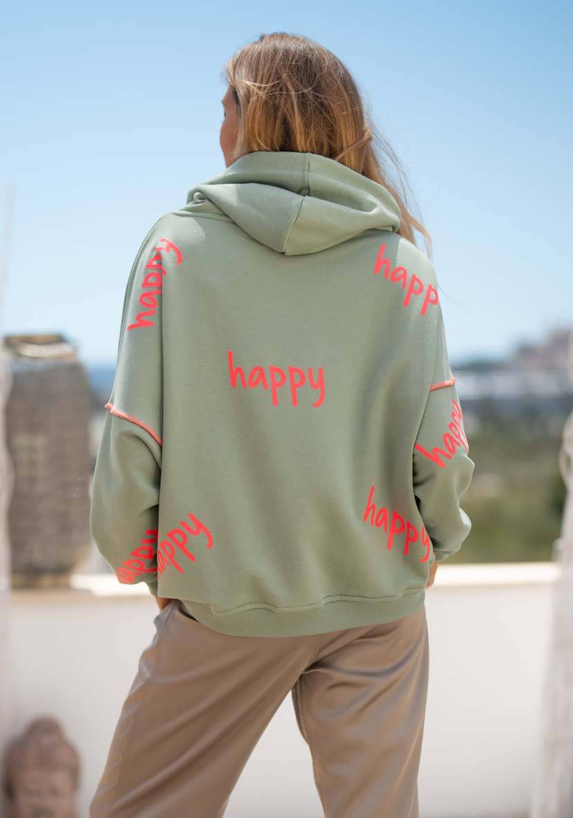 Miss Goodlife Hoodie Happy Heartface Strass – almond Riesige Ersparnisse