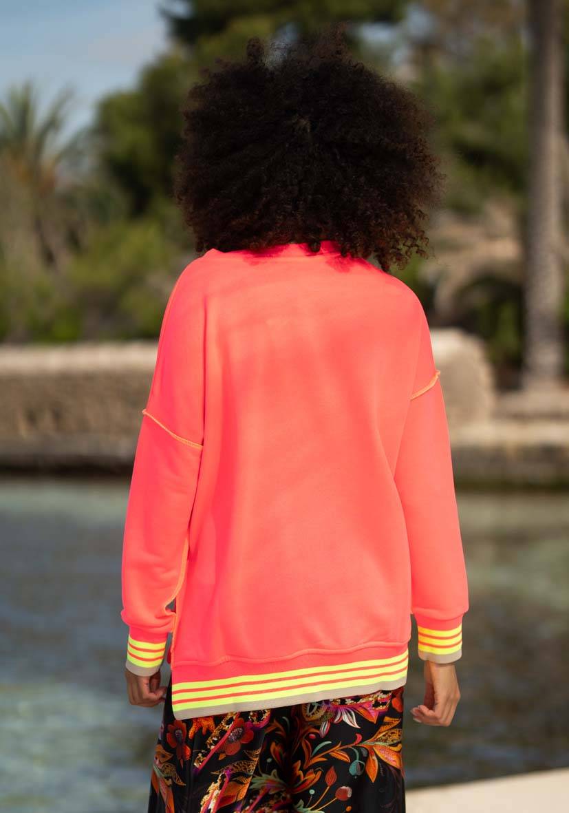 Miss Goodlife V-Neck Good Energy Namasté Strass – neonpink Fabrikladen