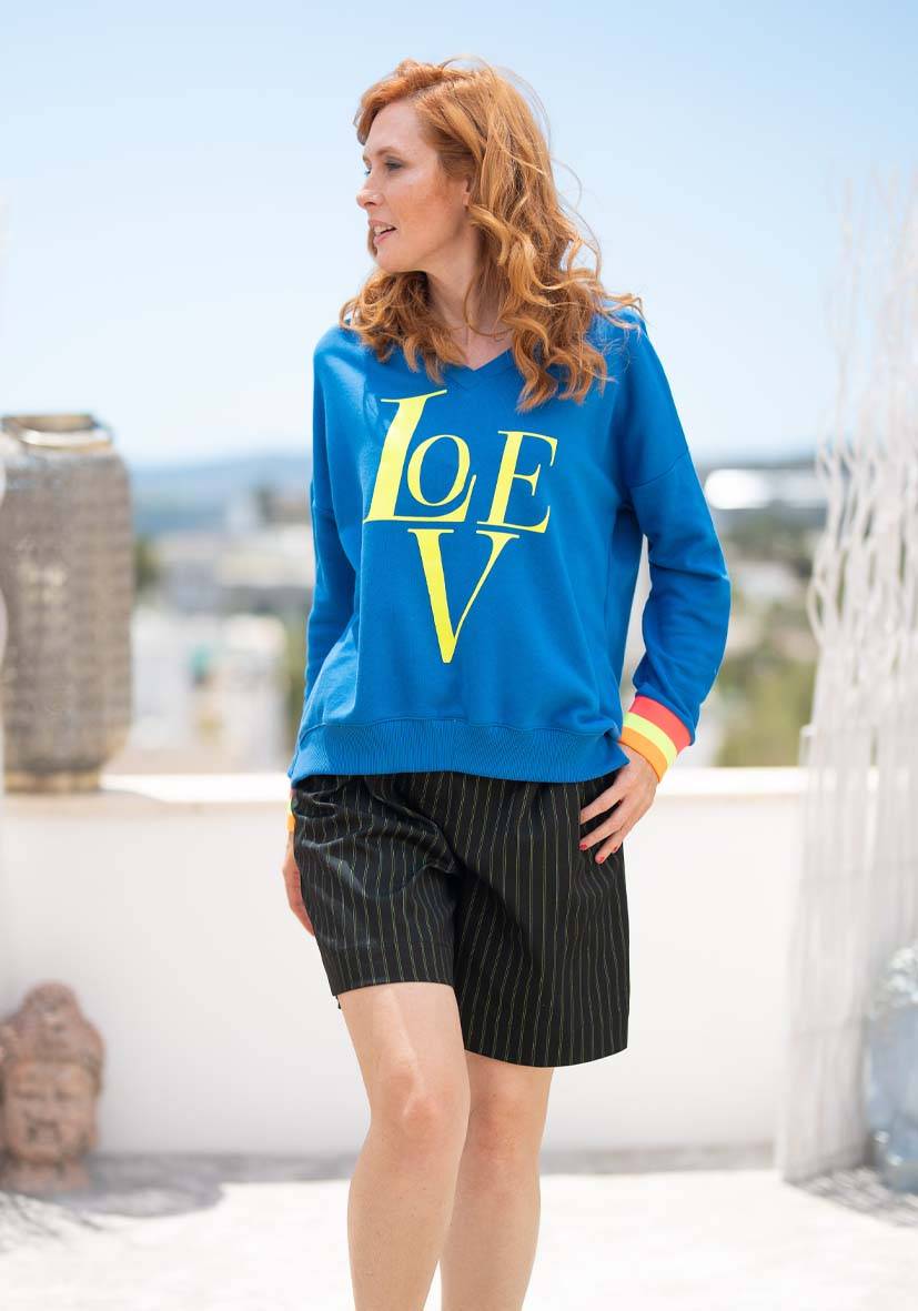 Miss Goodlife V-Neck Love – blue Auslauf