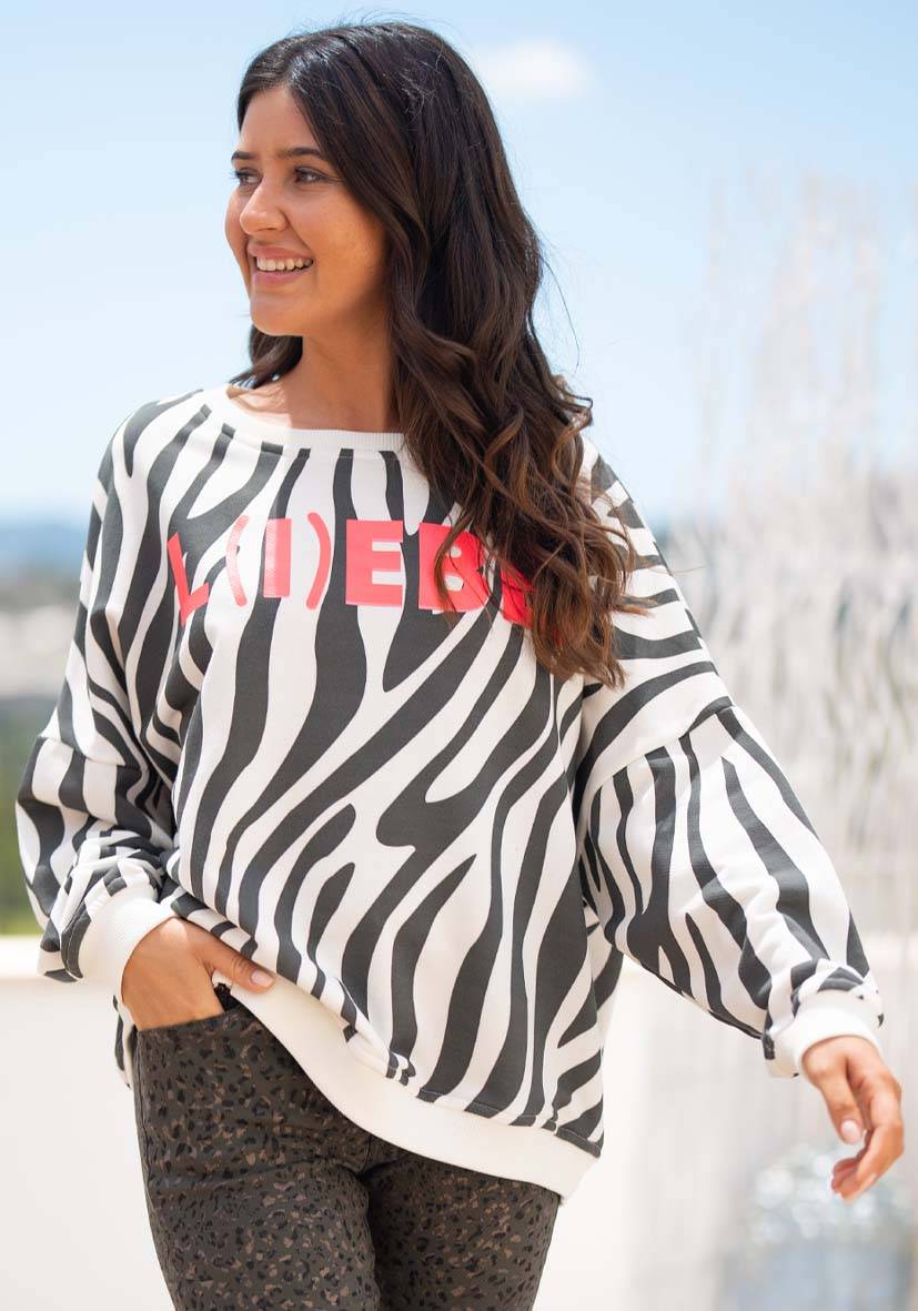 Miss Goodlife Roundneck L(i)ebe Zebra – black Begrenztes Angebot