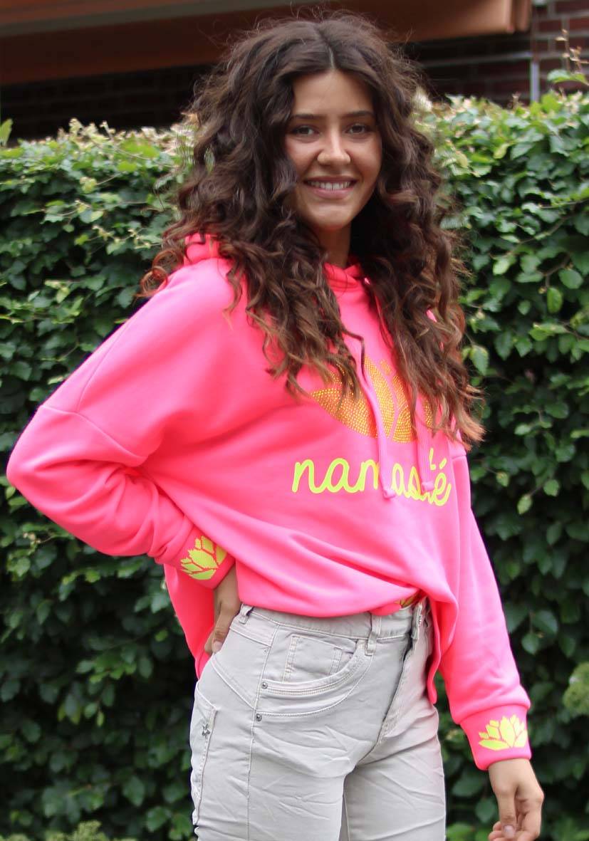 Miss Goodlife Hoodie Namasté Strass – neonpink/neonyellow Weihnachtsangebot