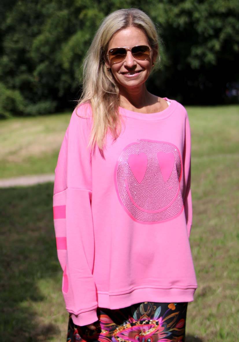Miss Goodlife Roundneck Famous Heartface Strass – rose