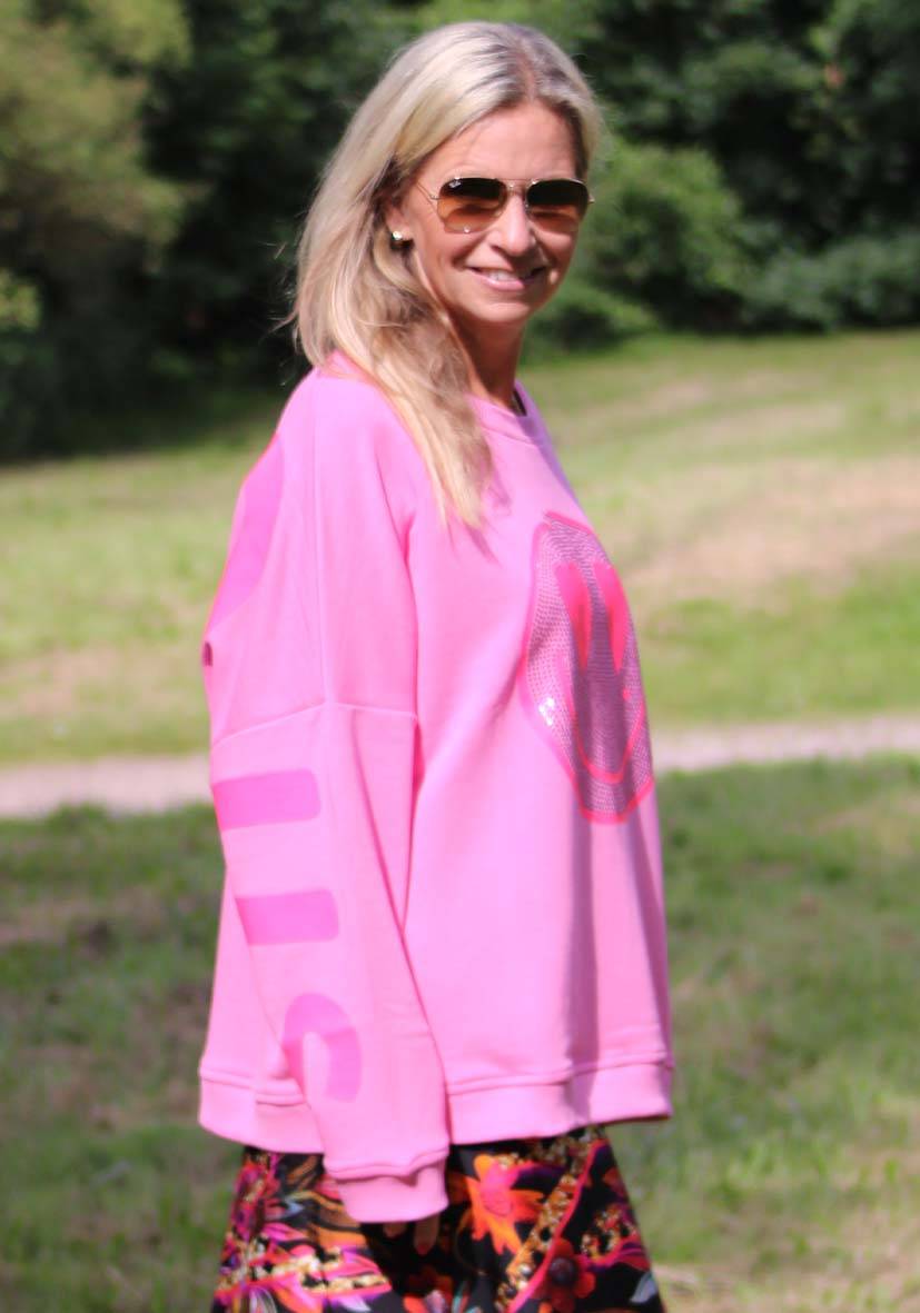 Miss Goodlife Roundneck Famous Heartface Strass – rose Valentinstagsangebot