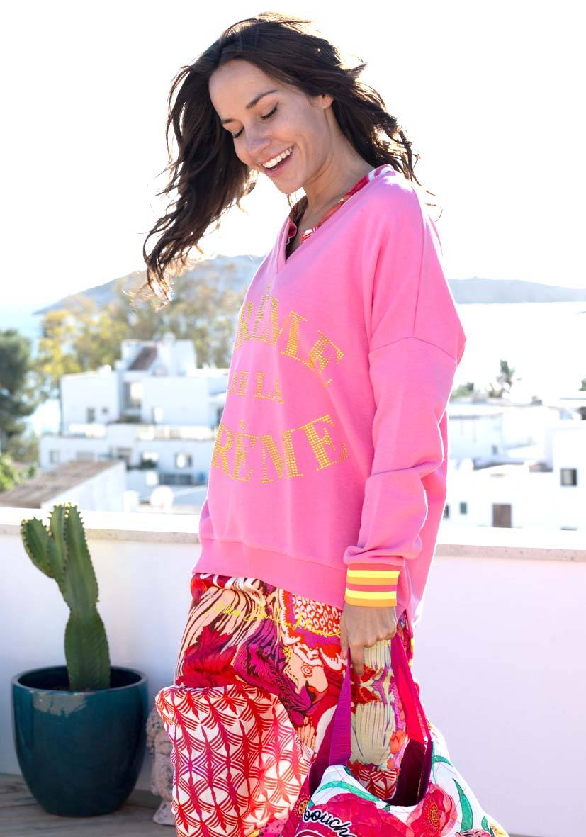 Miss Goodlife V-Neck Cème de la Crème Strass – rose/yellow Tägliche Deals