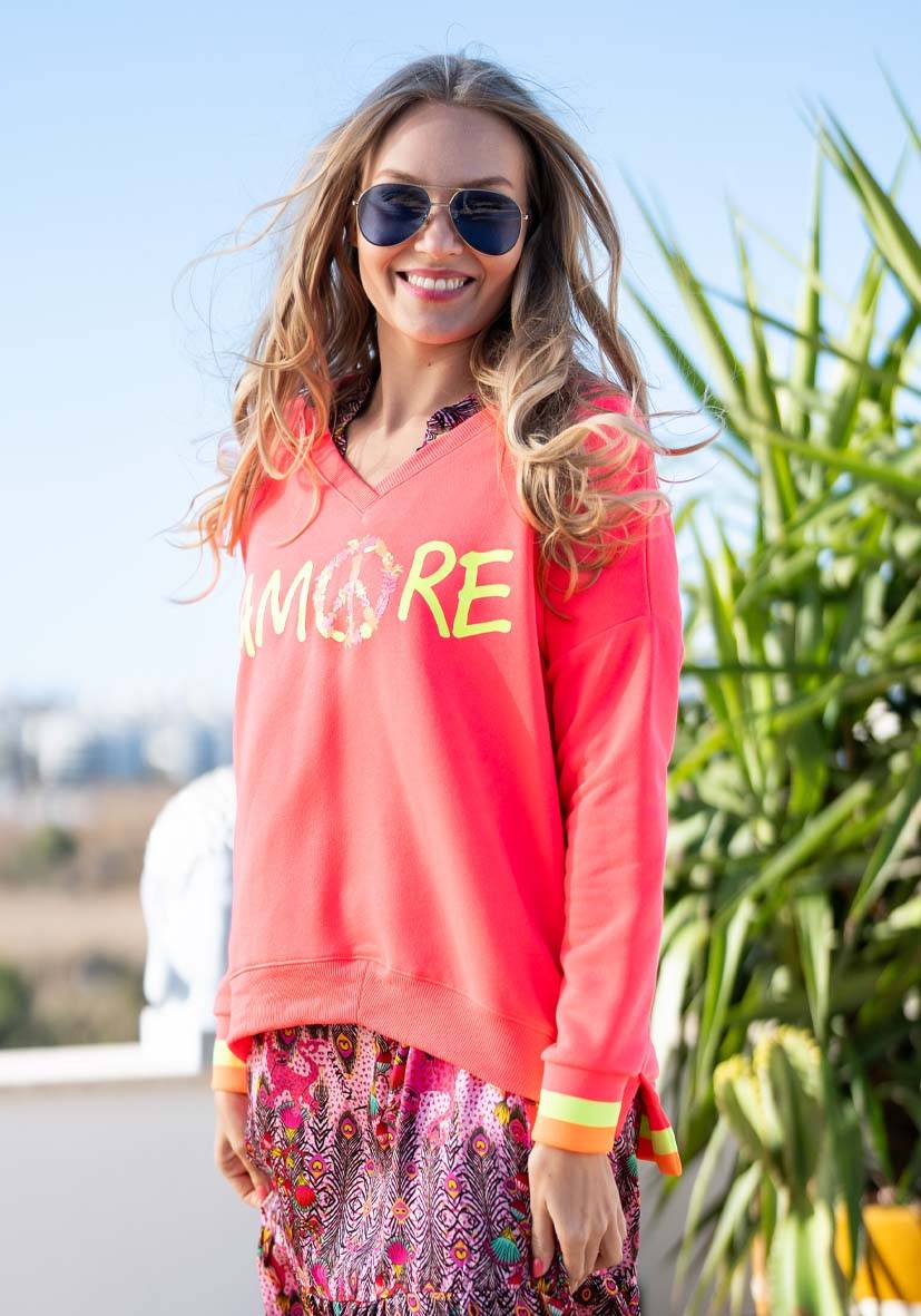 Miss Goodlife V-Neck Amore Peace – neonpink/neonyellow JETZT KAUFEN