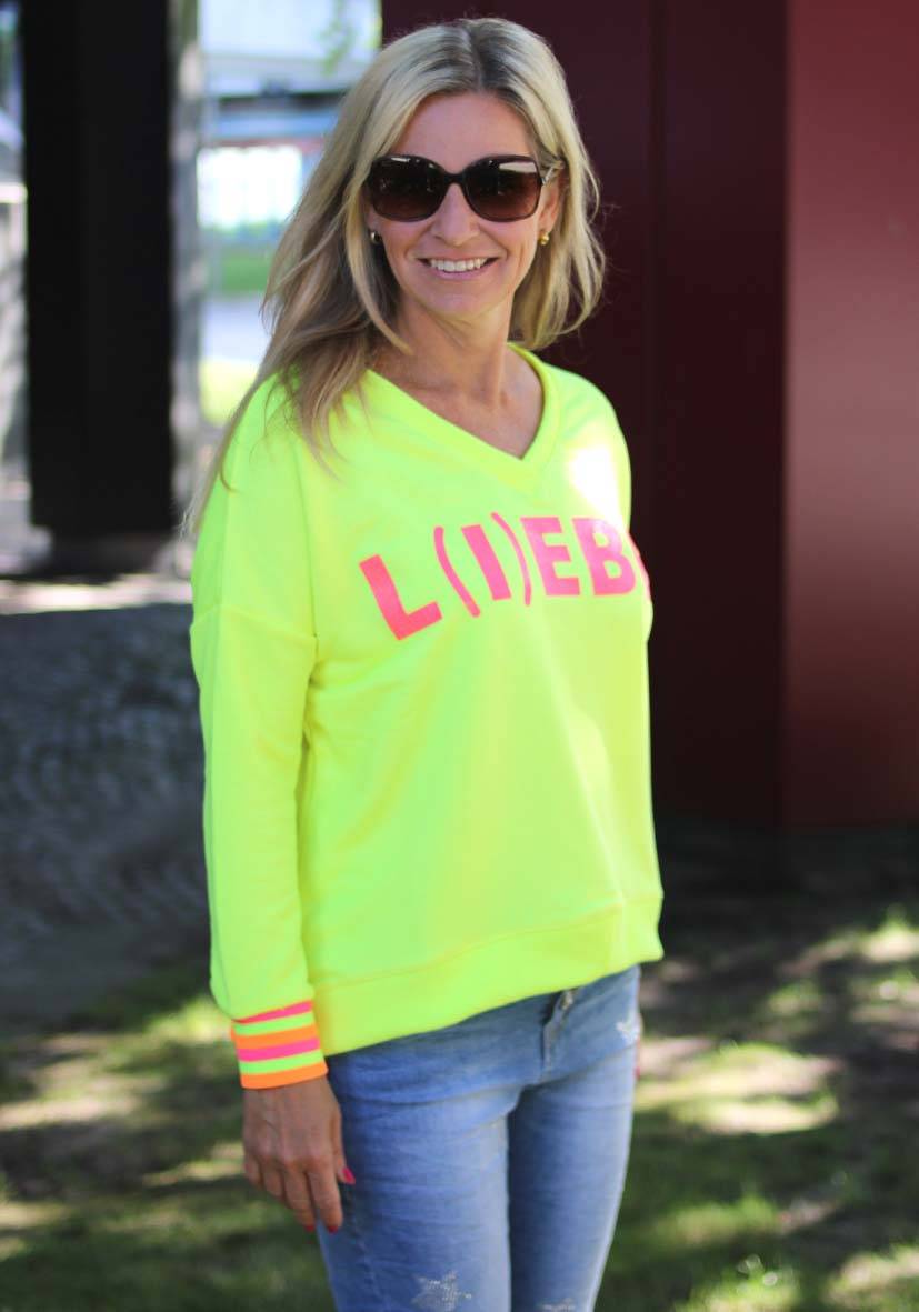 Miss Goodlife V-Neck L(i)ebe Glitter – neonyellow Zeitbegrenzte Promotion