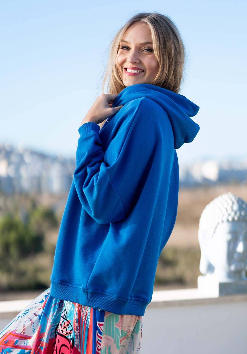 Miss Goodlife Hoodie Love Heartface – blue/neonorange Bis zu 60% Rabatt