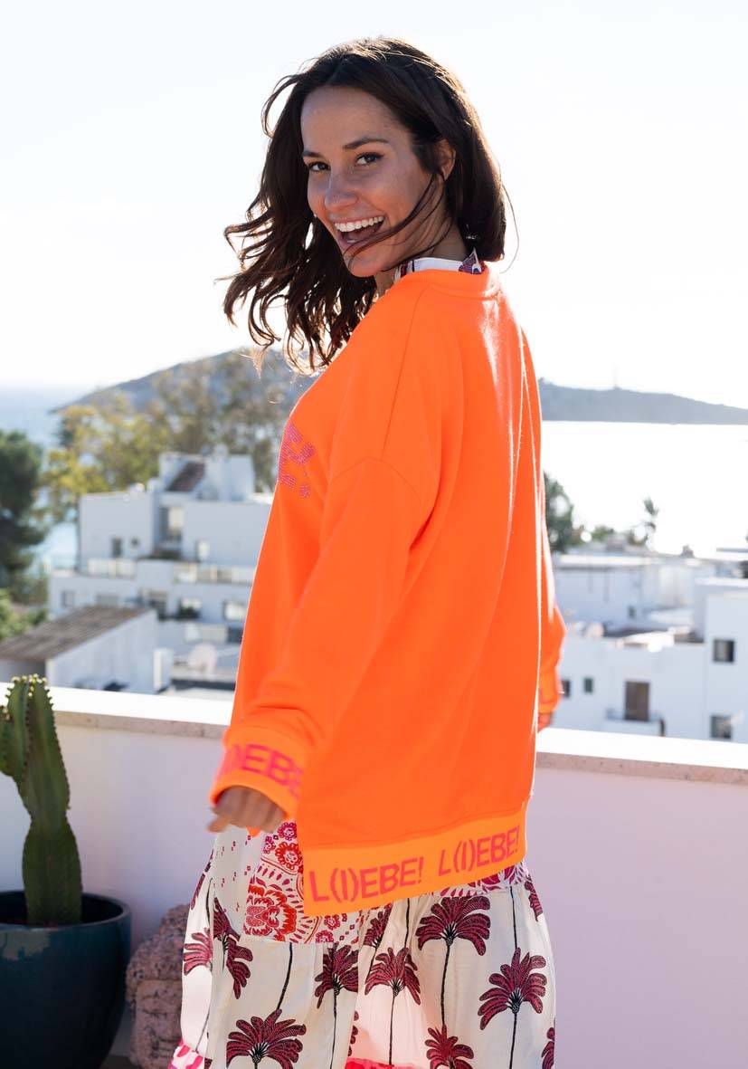 Miss Goodlife V-Neck L(i)ebe Strass – neonorange Bis zu 65% Rabatt
