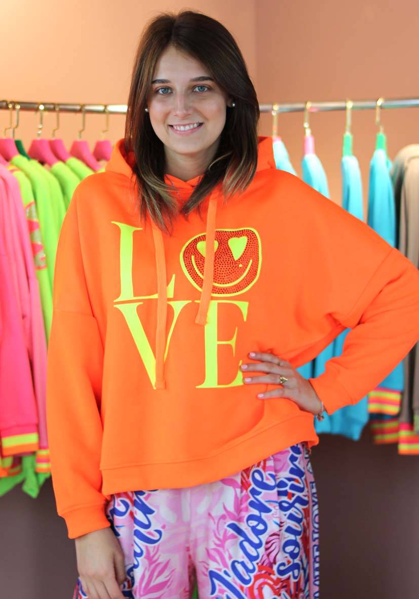 Miss Goodlife Hoodie Love Heartface – neonorange/neonyellow Kostenloser Versand international