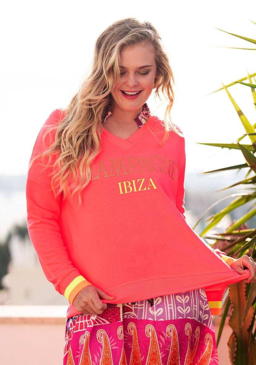 Miss Goodlife V-Neck Champagne Ibiza – neonpink/neonyellow Schlussverkauf