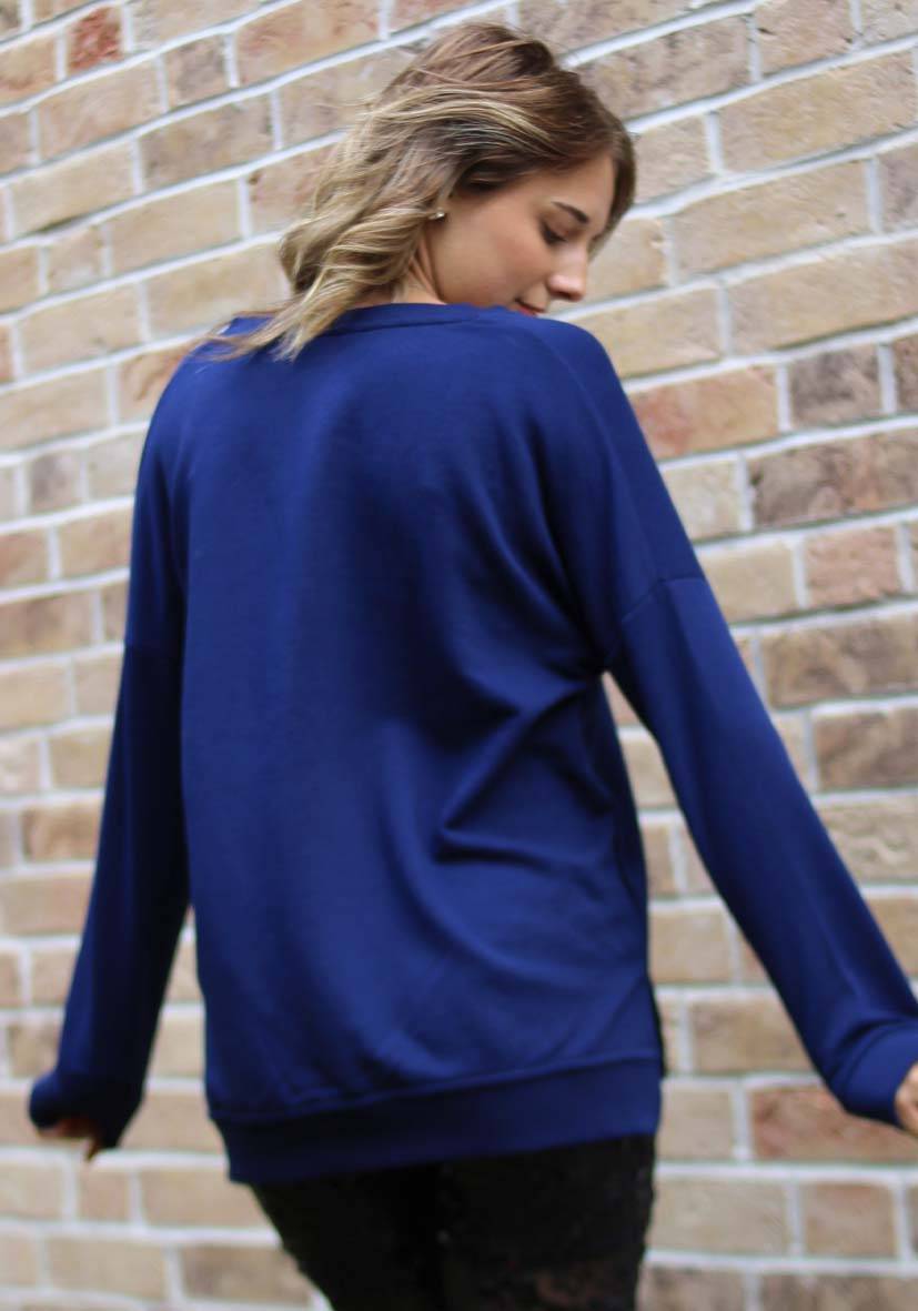 Miss Goodlife V-Neck Heaven Strass – darkblue/neonpink Kostenloser Versand
