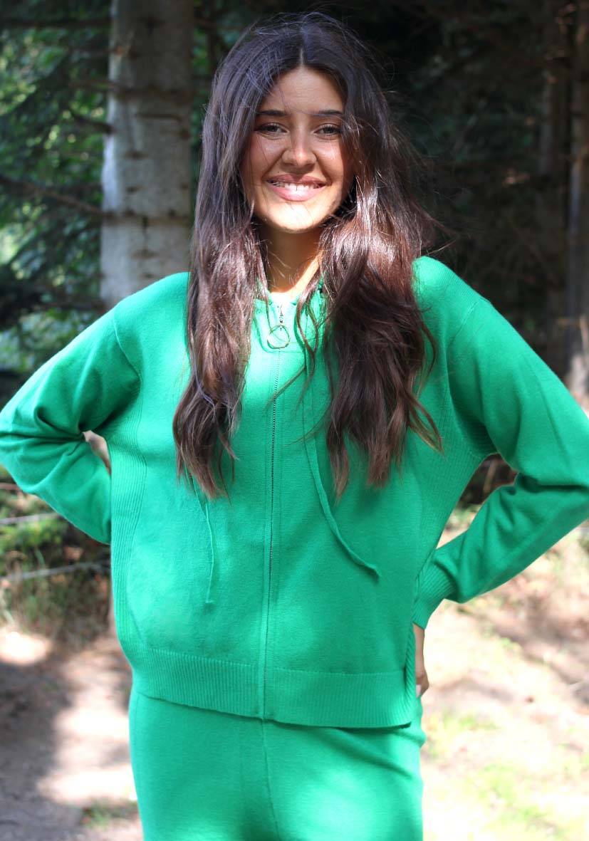 Miss Goodlife Cardigan Knitted Zipper – green Großer Ausverkauf
