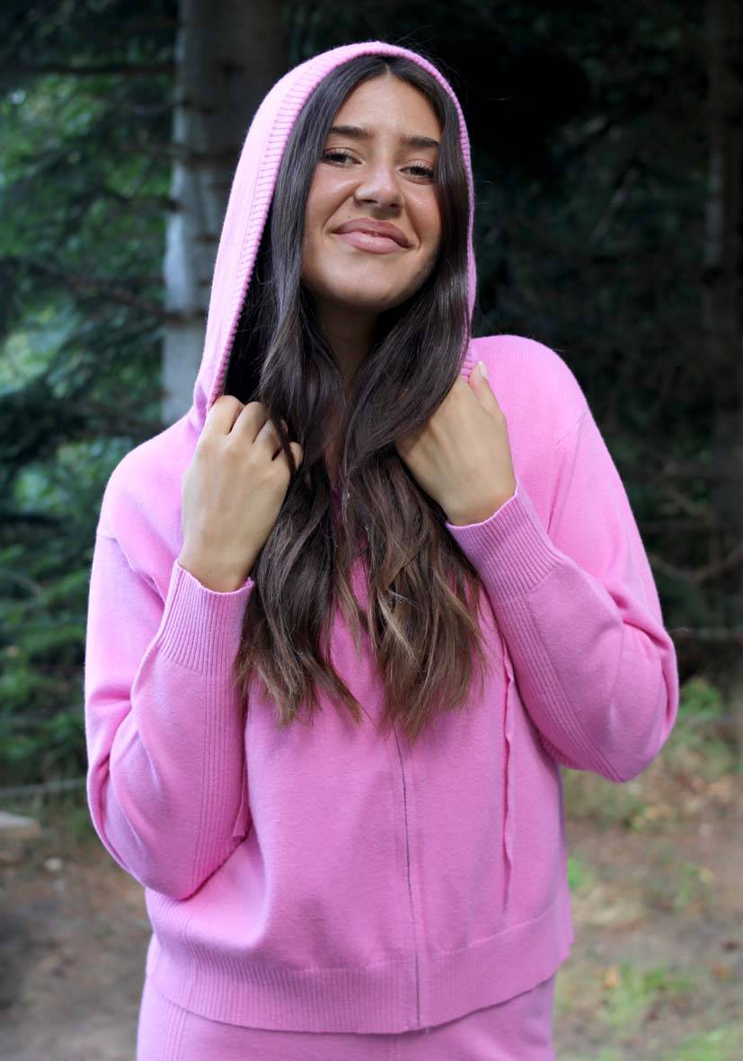 Miss Goodlife Cardigan Knitted Zipper – pink Begrenztes Angebot