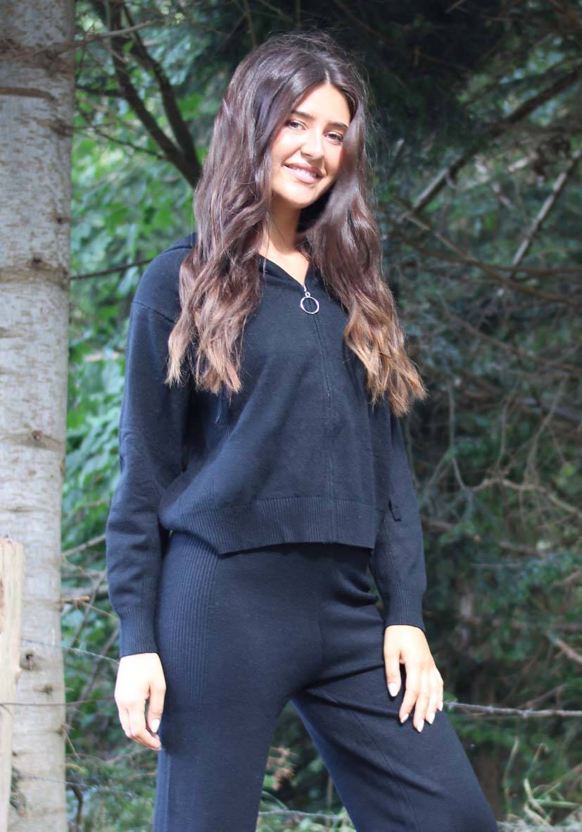 Miss Goodlife Cardigan Knitted Zipper – black Online Shopping