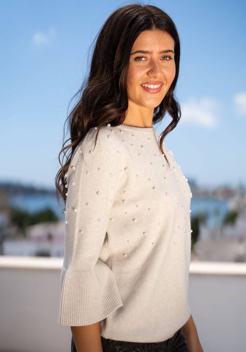Miss Goodlife Pullover Pearl Roundneck – creme Saisonschlussverkauf
