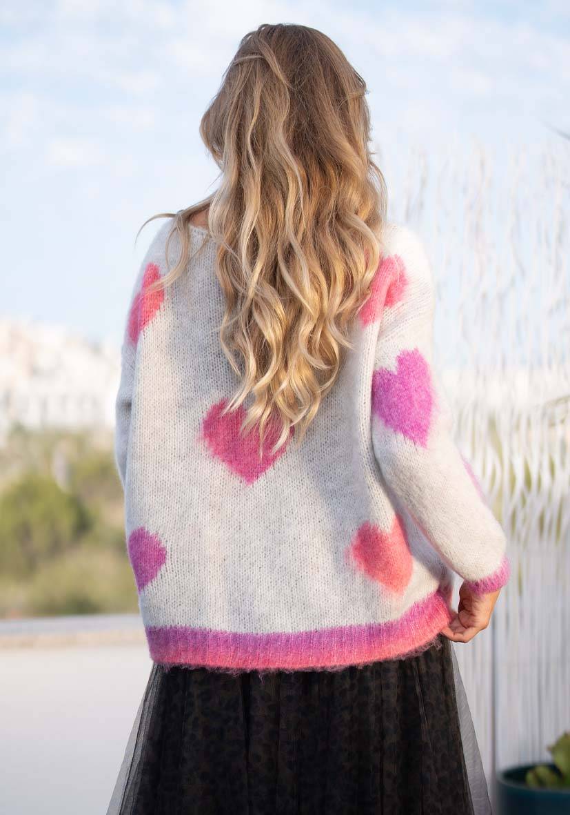 Miss Goodlife Pullover Hearts allover – lightgrey Vatertagsangebot